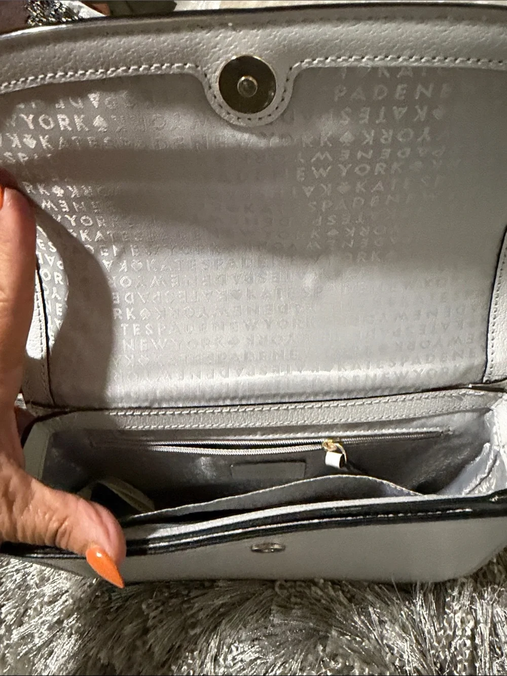 kate spade Two-Tone White & Light Gray Pebbled Leather Crossbody